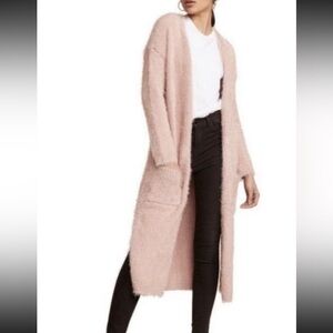 BB Dakota Lovefool Eyelash Yarn Duster Cardigan | Blush Pink | Open Front | S